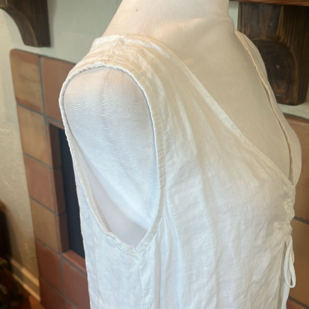 Francesca Bettini White Sheer Sleeveless Linen Dress, size S - Picture 4 of 10